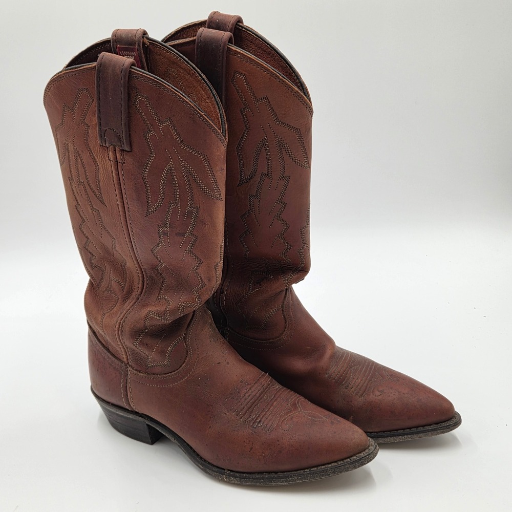Vintage Dan Post Marlboro Country Store Brown Leather Western Cowboy Boots 7 M